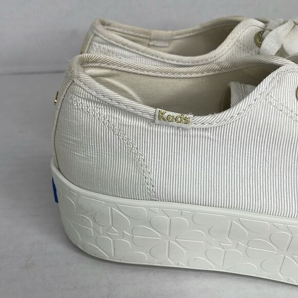 Keds X Kate Spade Triple-Up Faille Logo White Platform Sneakers - Picture 7 of 13